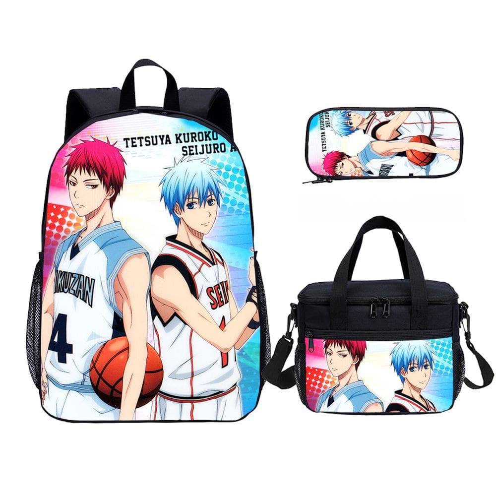 Conjunto de mochilas escolares Kuroko Basketball, 3 peças com bolsa de ombro