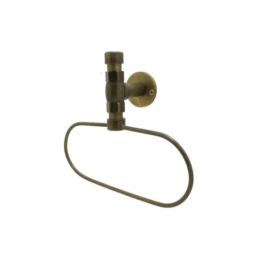 Acessório Industrial Rústico Banheiro Lavatório Porta Toalha Argola Dourado Ouro Velho Metal Luxo