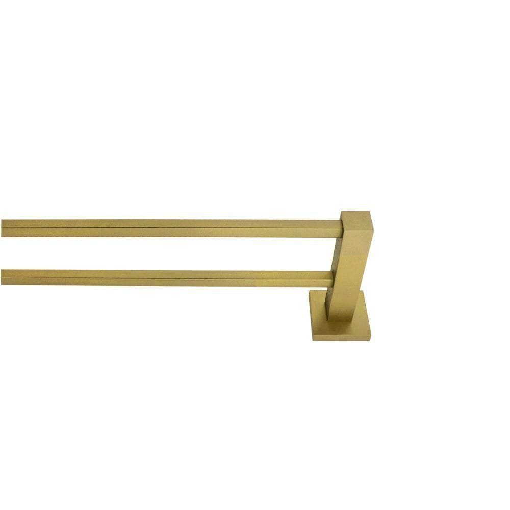 Porta Toalha Barra Dupla Reto Banheiro Metal 60cm Gold Dourado Fosco Metal