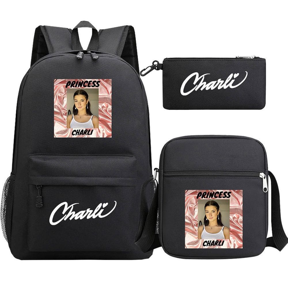 Conjunto de mochilas Charli School Anime, 3 peças para crianças com bolsa de lápis