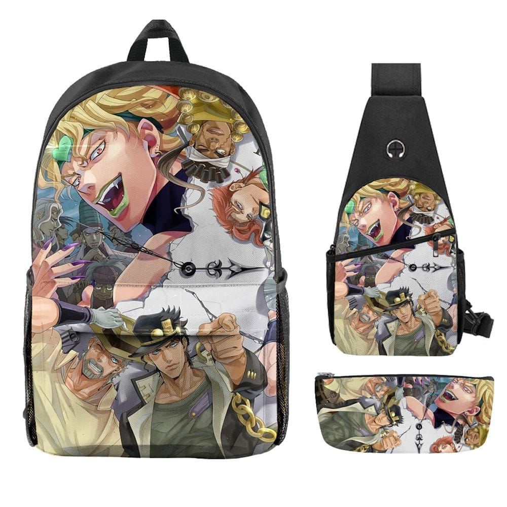 Conjunto de mochilas JoJos Bizarres Adventures Anime 3 unidades para crianças