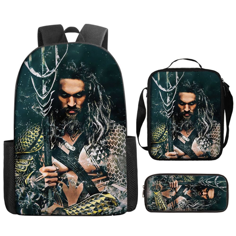 Conjunto de mochilas Aquamans Anime, 3 peças para mochila escolar infantil