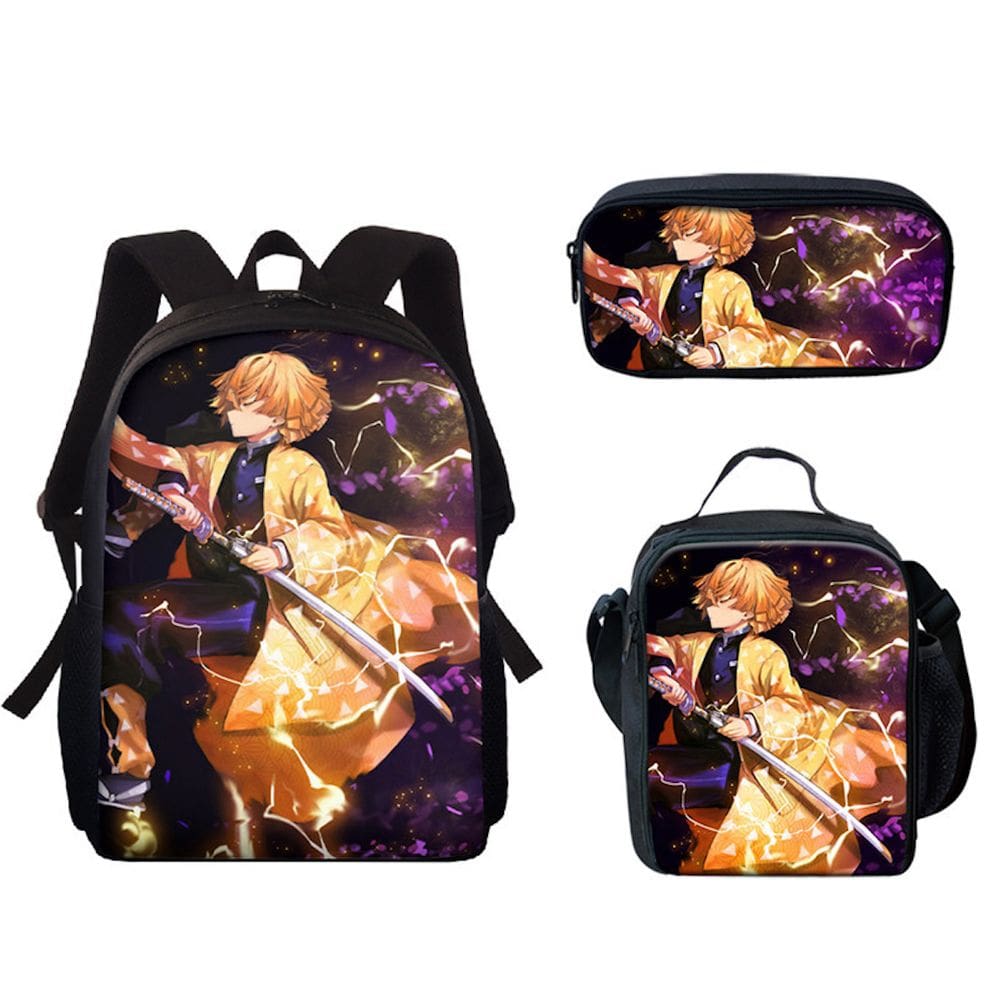 Conjunto de mochilas Demons Slayers Anime, 3 peças para mochila escolar infantil