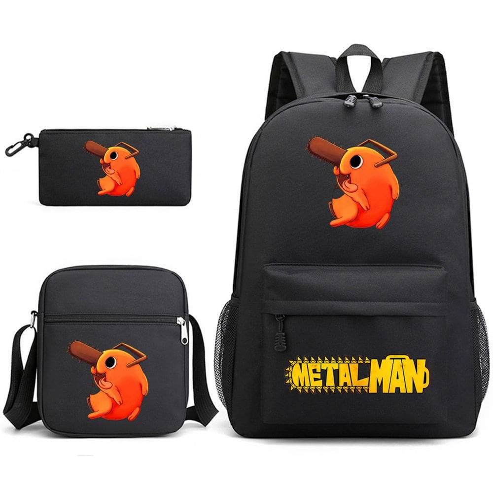Conjunto de mochilas, 3 peças de motosserras de desenho animado Mans Pochitas Kids School