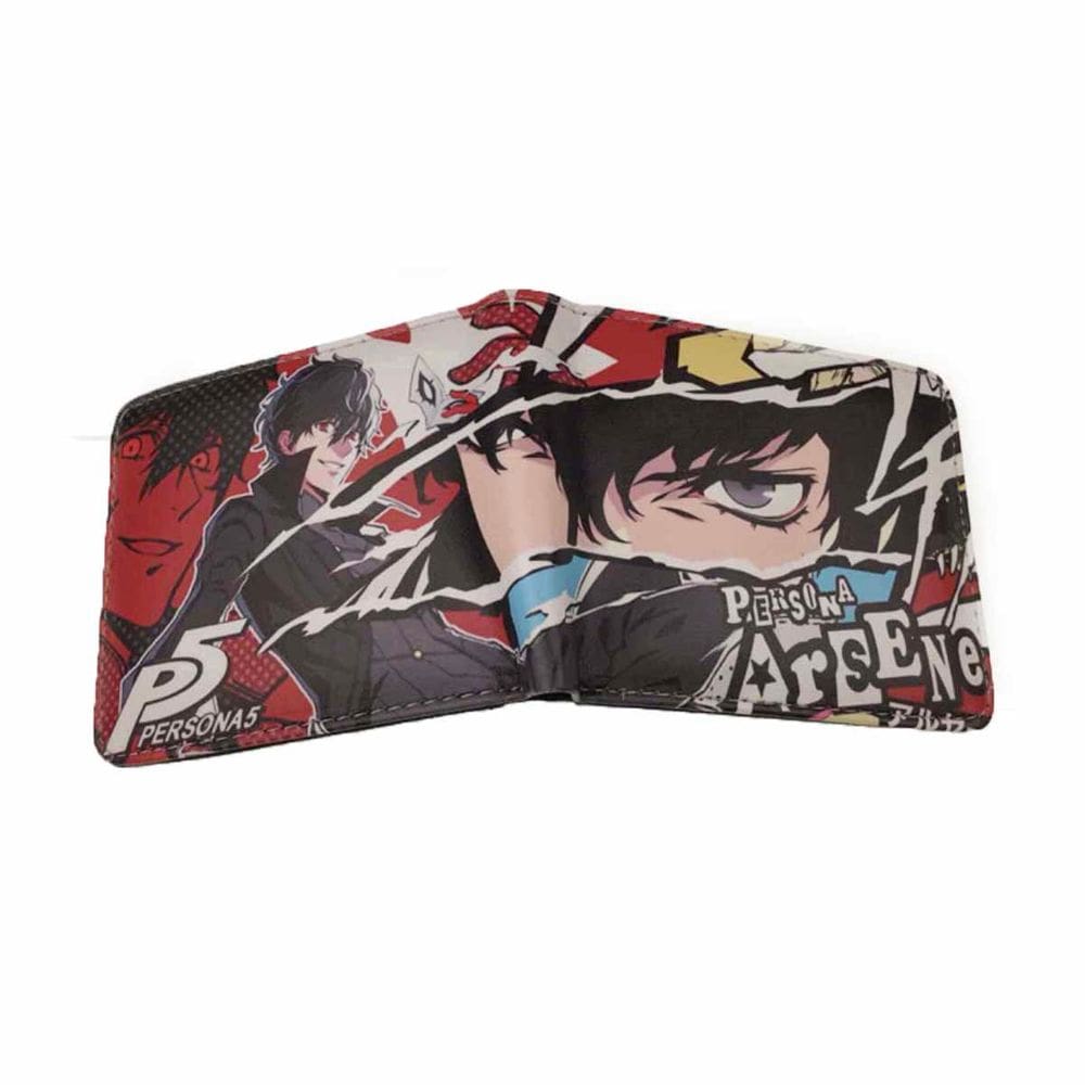 Wallet Personass Anime Characters em couro poliuretano fino dobrável