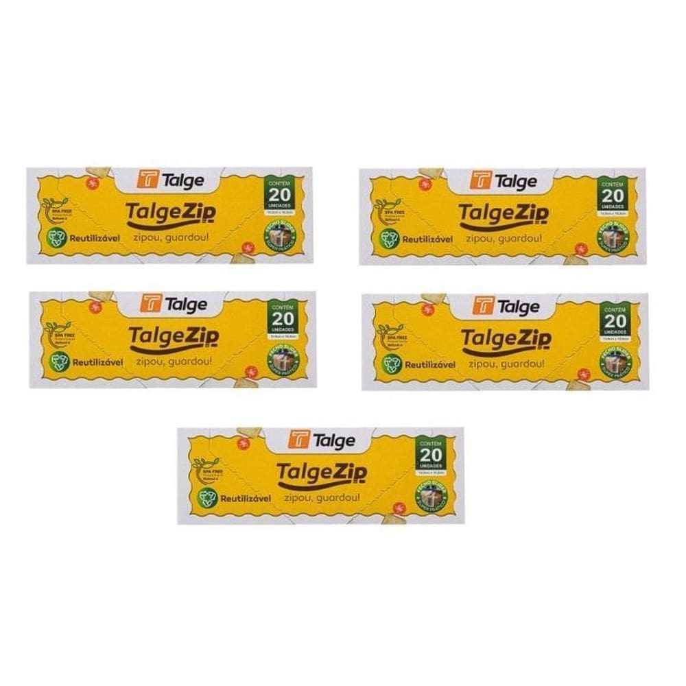 Kit 100 Saco Zip Hermético Fecho Slider 14,9X16,5Cm C/20Un