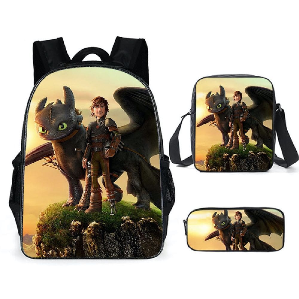 Conjunto de mochilas escolares sem dentes, 3 peças com bolsa de ombro e estojo para canetas