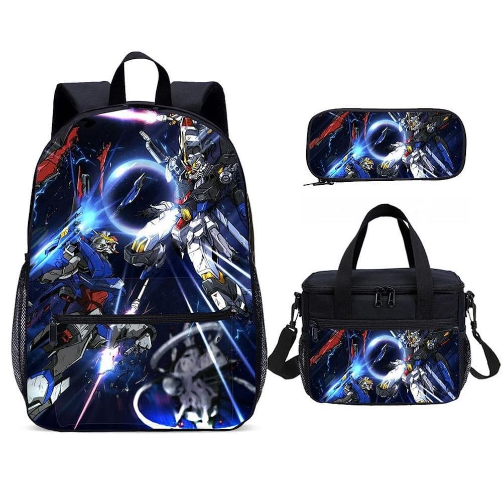 Conjunto de mochilas escolares Mobile Suits Gundam Backpack Lunch Pencil