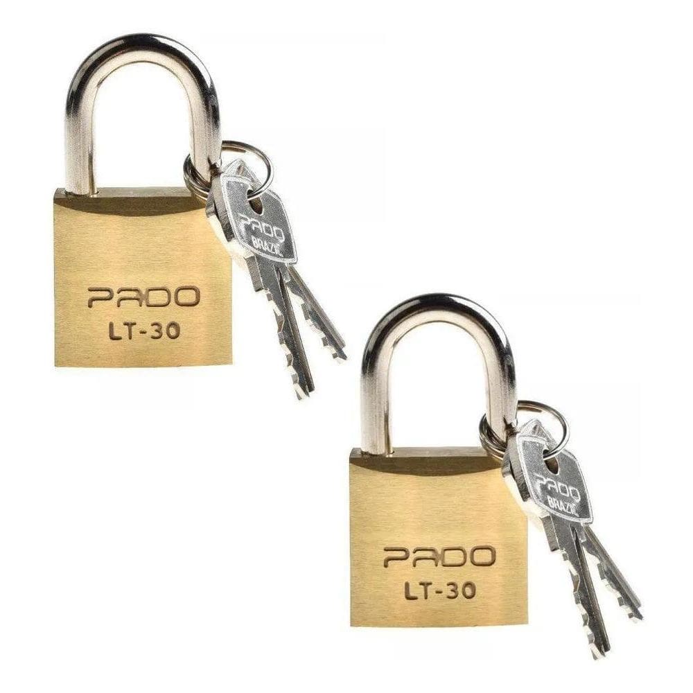 2X 2 Cadeados Pado Lt 30Mm 4 Chaves Não Enferruja Resistente