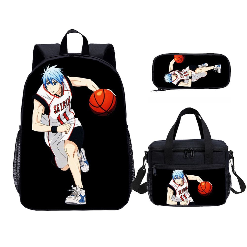 Conjunto de mochilas escolares Kuroko Basketball, 3 peças com bolsa de ombro