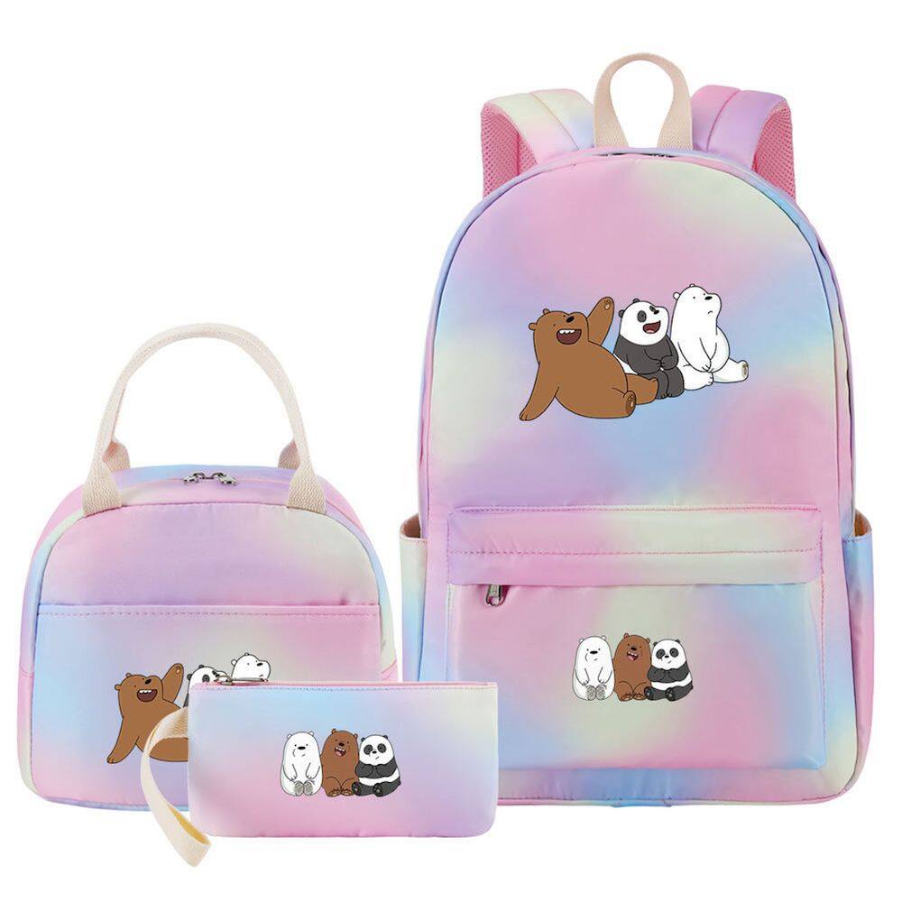 Conjunto de mochilas Wes Bares Bears Anime para crianças e escolas, 3 unidades