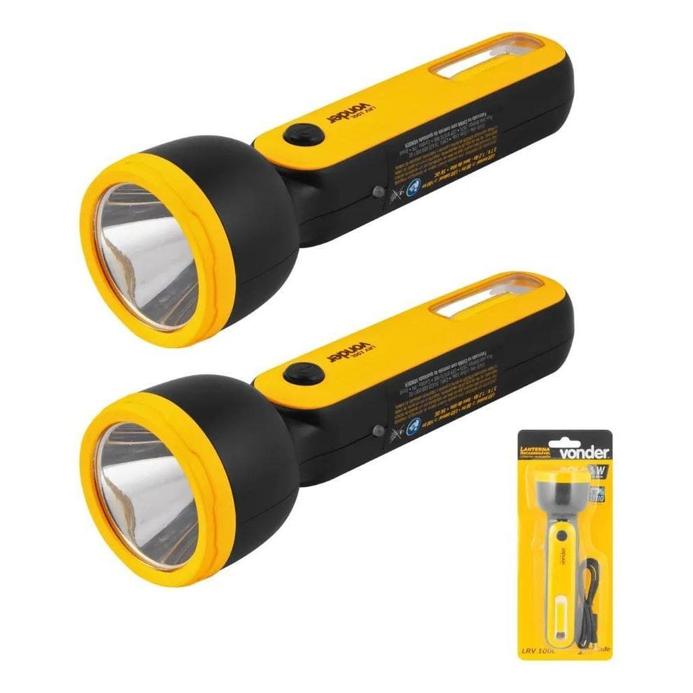 2X Kit 2 Lanterna Recarregável Led Potente De Longo Alcance