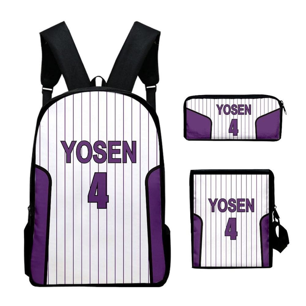 Conjunto de mochilas escolares de basquete Kurokos Yosen 4 para crianças, 3 unidades
