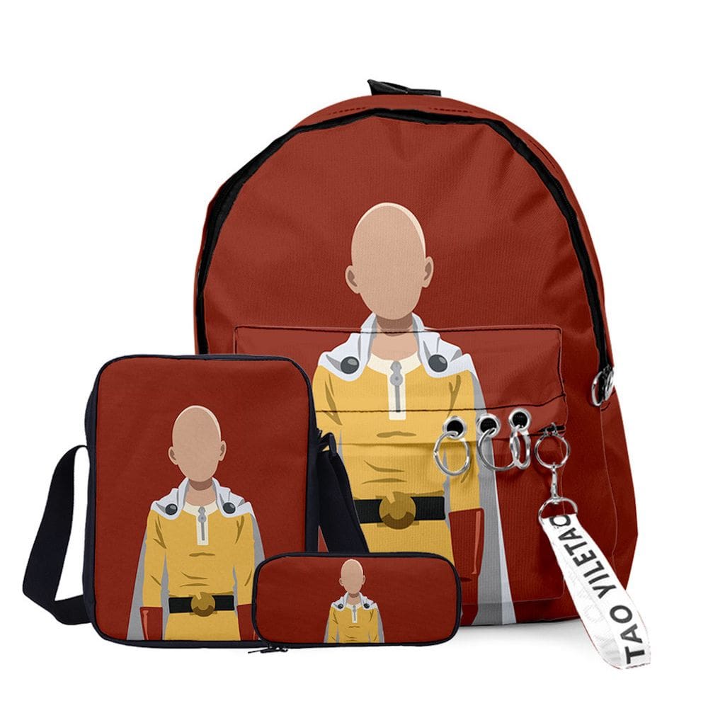 Conjunto de mochilas One Punch Man para crianças, 3 peças: mochila, bolsa mensageiro e bolsa de lápis