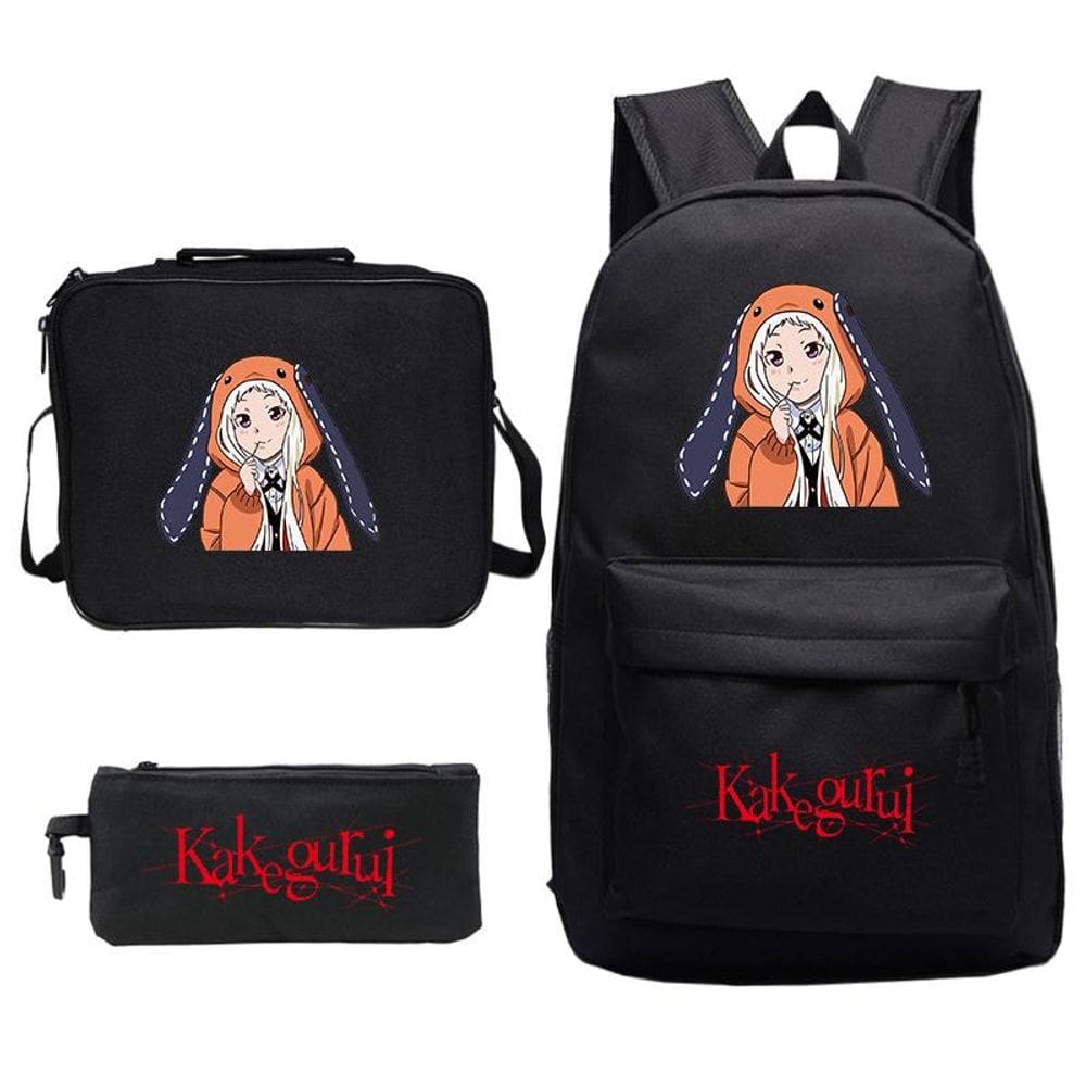 Conjunto de 3 mochilas escolares impressas em anime Kakeguruiss Satchel