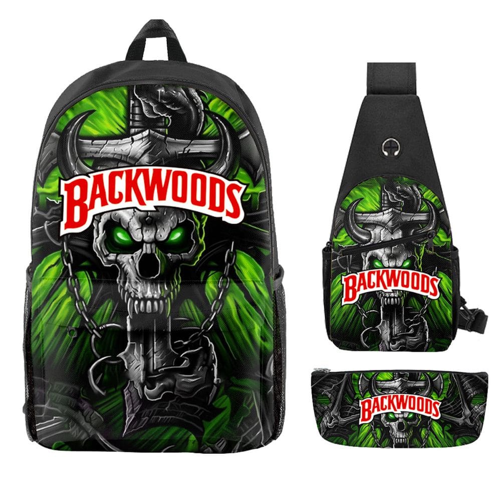 Conjunto de mochilas de anime Backwoods para crianças (3 unidades) - Oxford
