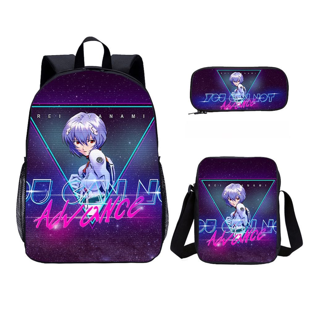 Conjunto de 3 mochilas escolares Ayanami Reis Neon Genesis Evange