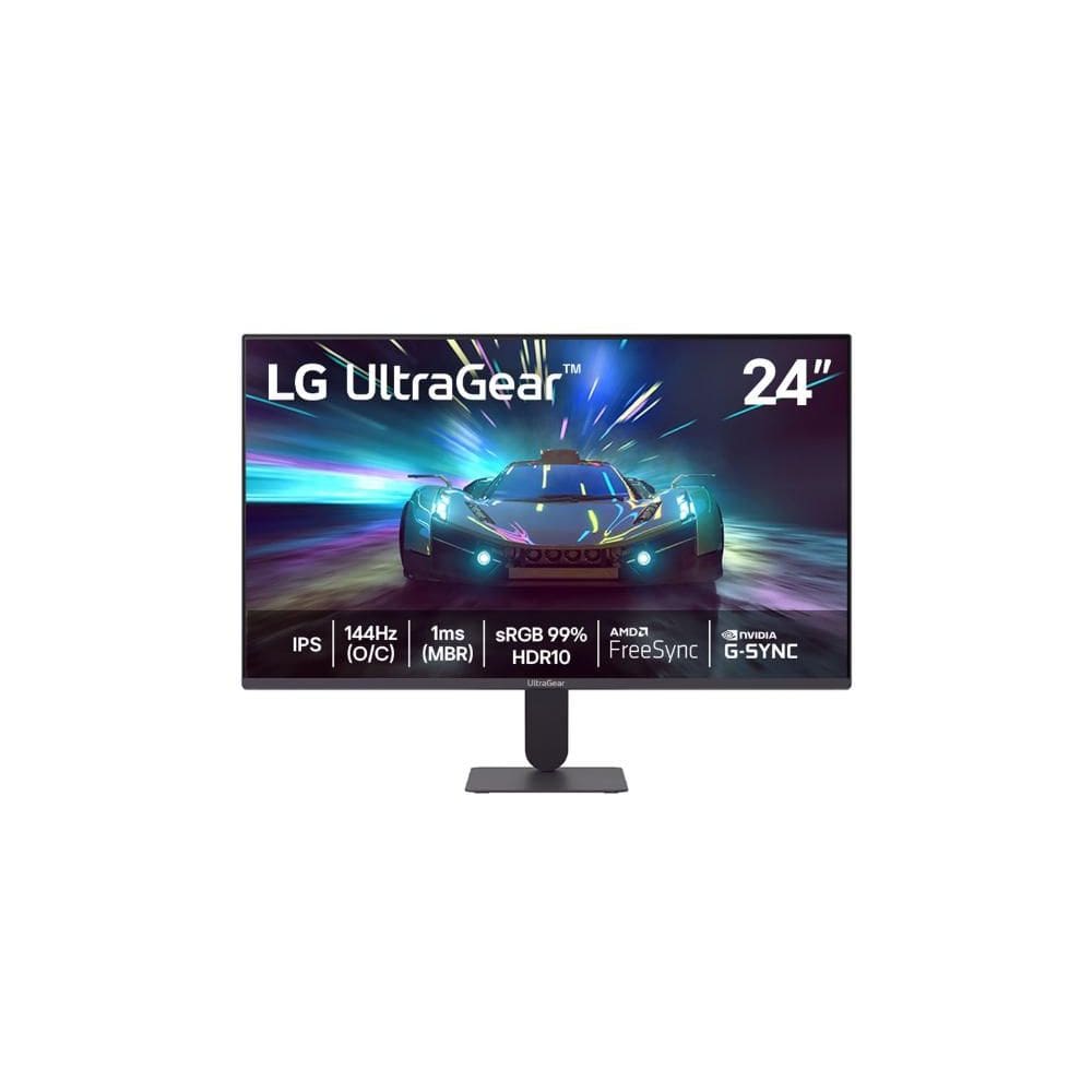 Monitor LG UltraGear 24G411A-B, 144Hz (O/C), Tela IPS FHD 24”, 1ms (MBR), NVIDIA G-SYNC, AMD FreeSync, HDR10, sRGB 99%
