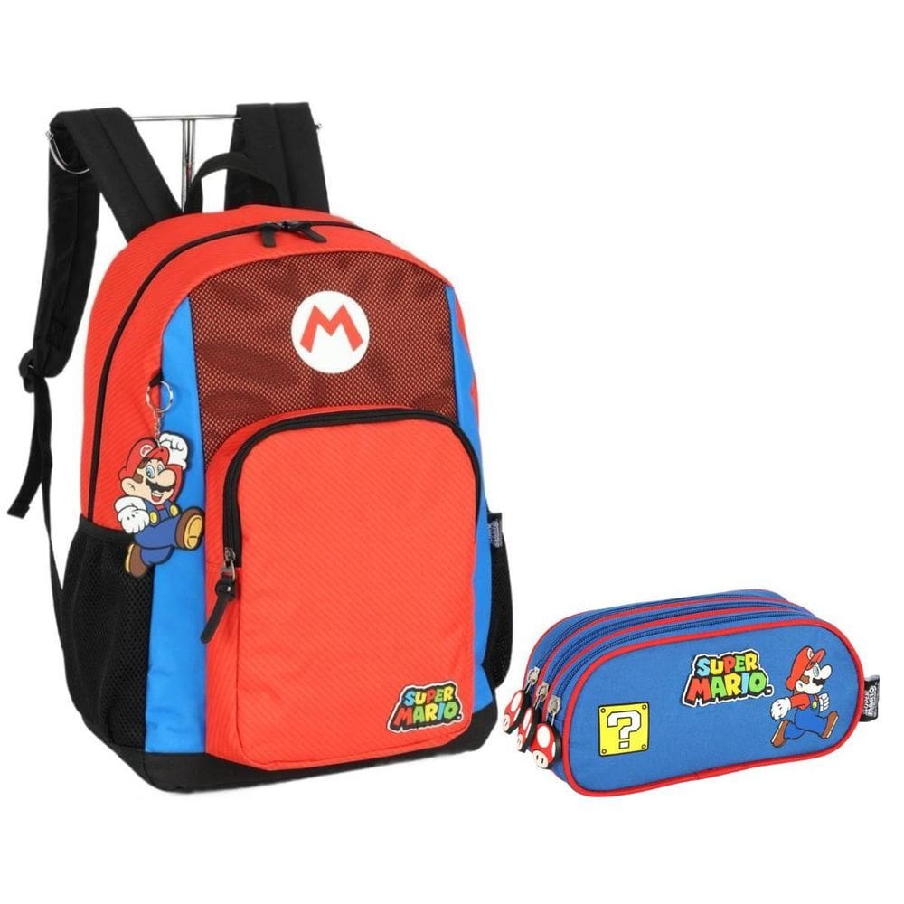 Kit Mochila De Costas E Estojo Vermelho Super Mario Luxcel