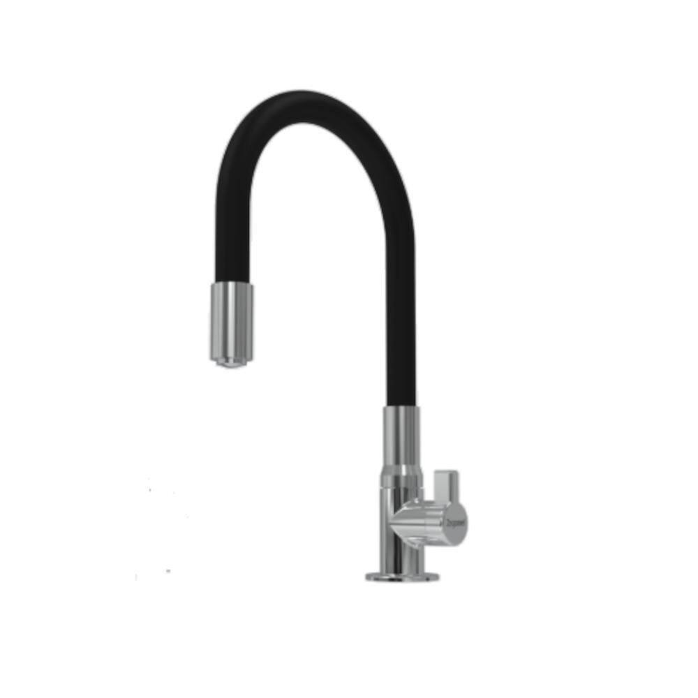 Torneira Flexível Motion De Bancada Preto E Cromado - Zagonel