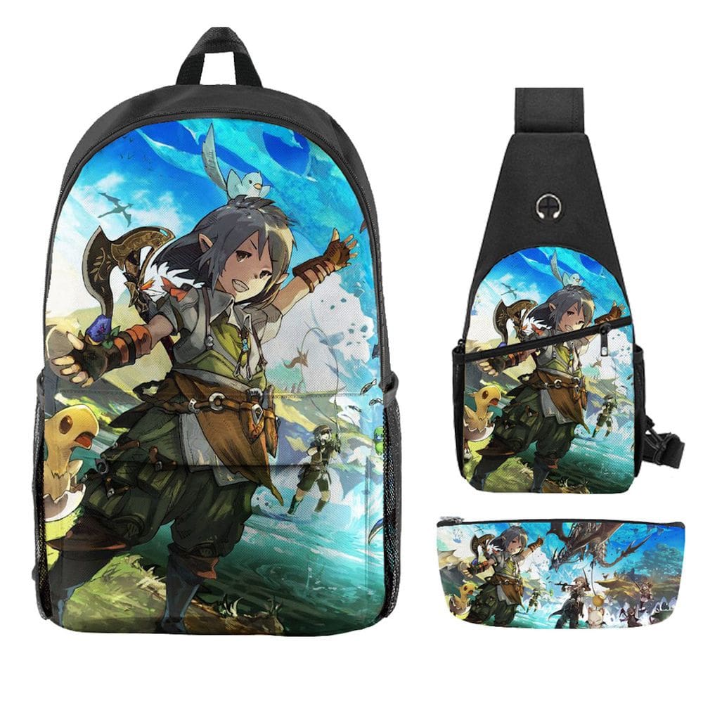 Conjunto de mochilas Finals Fantasy Anime, 3 unidades para mochila escolar infantil