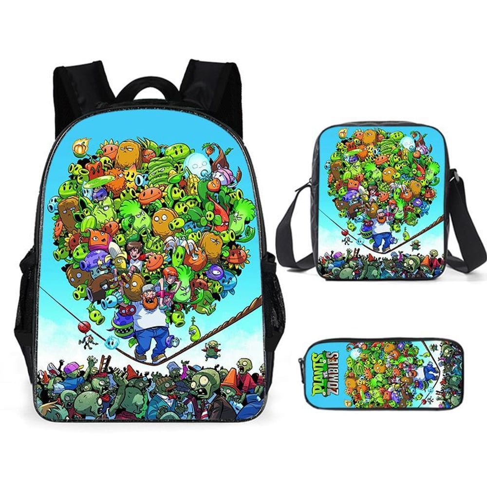 Mochila Plants Zombies Peashooter Anime School, conjunto de 3 peças
