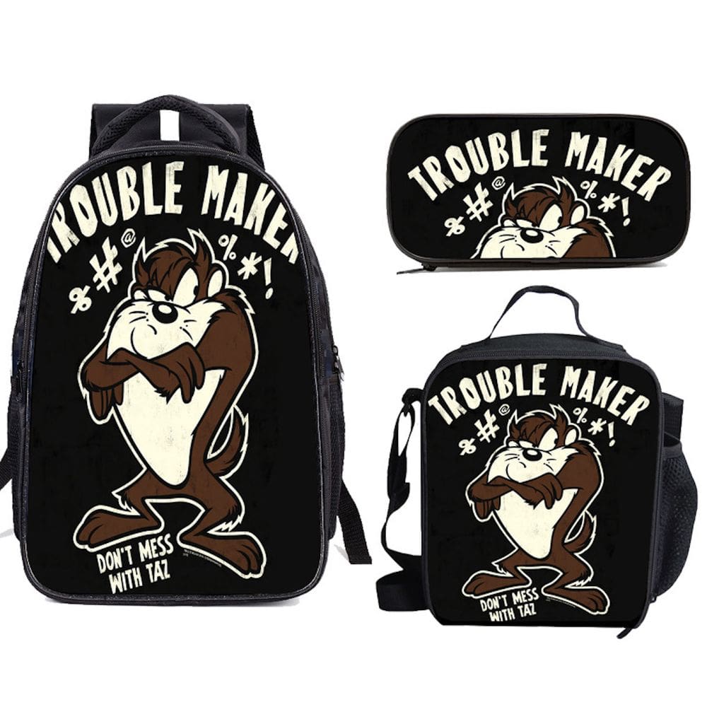 Conjunto de mochilas escolares Trouble Maker de 3 peças para crianças