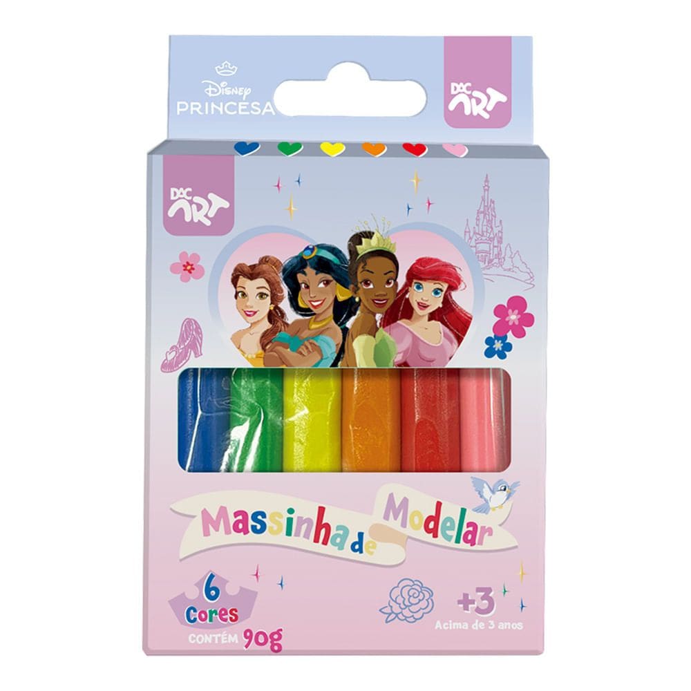 Massinha de Modelar Dac Art Disney Princesa 3+ Anos com 6 Cores 90g