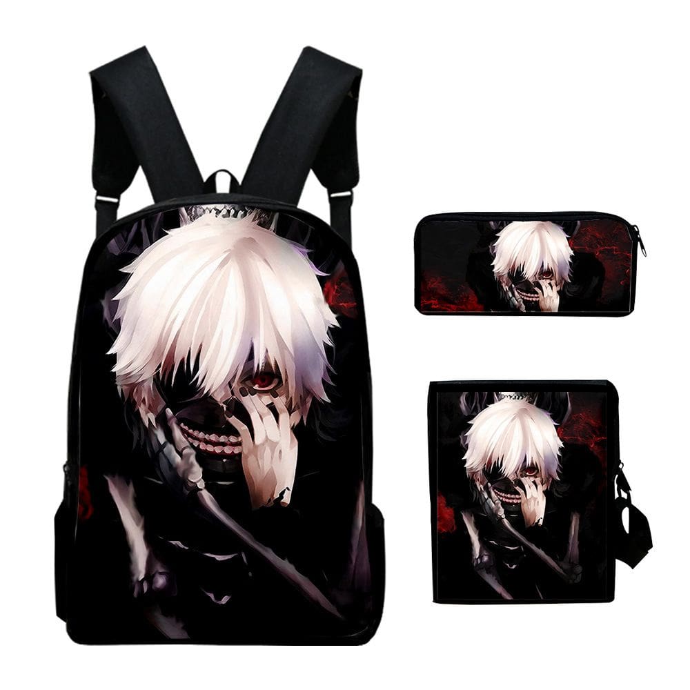 Conjunto de 3 peças de mochila Tokyo Ghouls Kanekis Kens Anime School