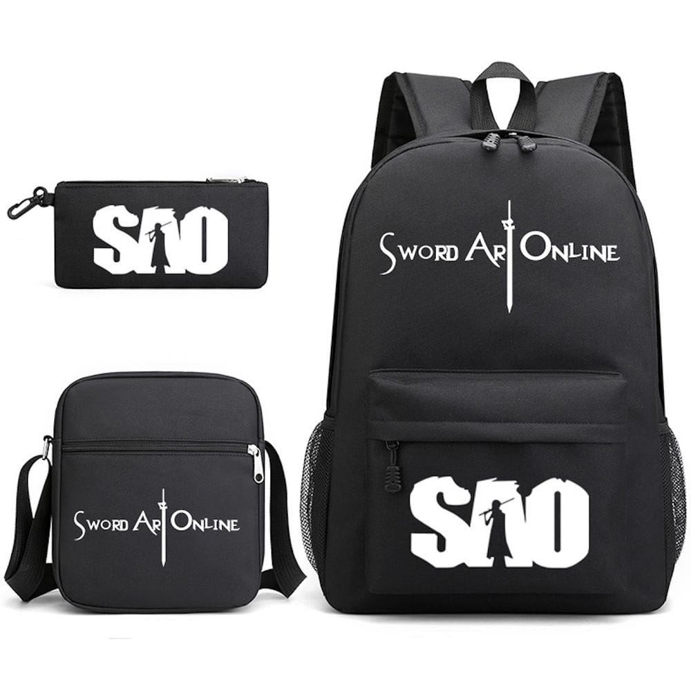 Conjunto de mochilas Swords Onlines School, 3 unidades com bolsa de ombro