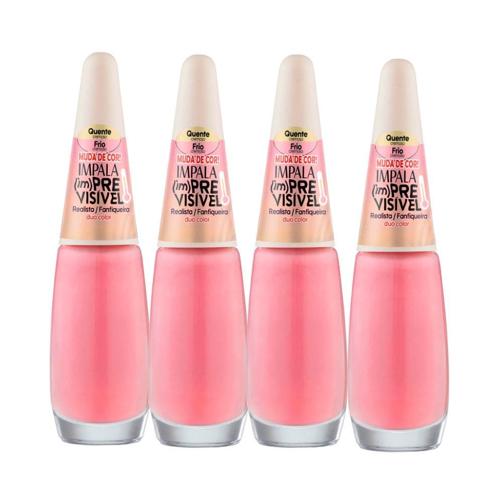 Kit 4 Esmalte Impala im Previsível Duo Color Cremoso Cor Realista Fanfiqueira 7,5ml