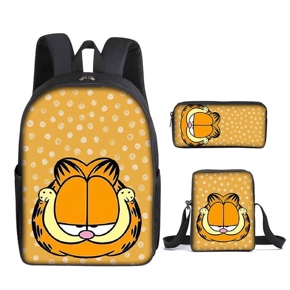 Mochila escolar Garfields Anime, conjunto de 3 peças para crianças