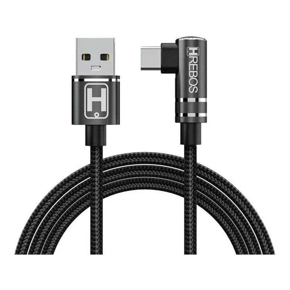 2X Cabo Usb Turbo Tipo C Em L 90 Graus Reforçado 1M Gamer