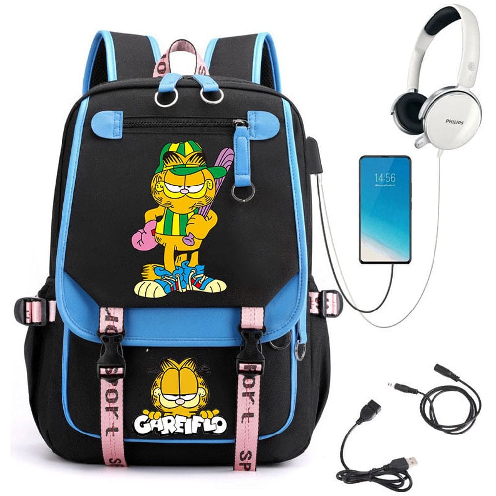 Mochila Garfields Anime School Nylon 29x16x46cm para estudante