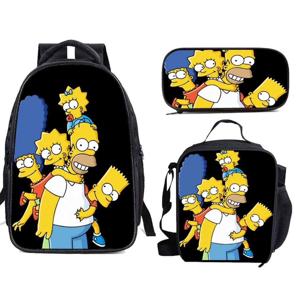 Conjunto de mochilas escolares Simpsons de 3 peças para estudantes