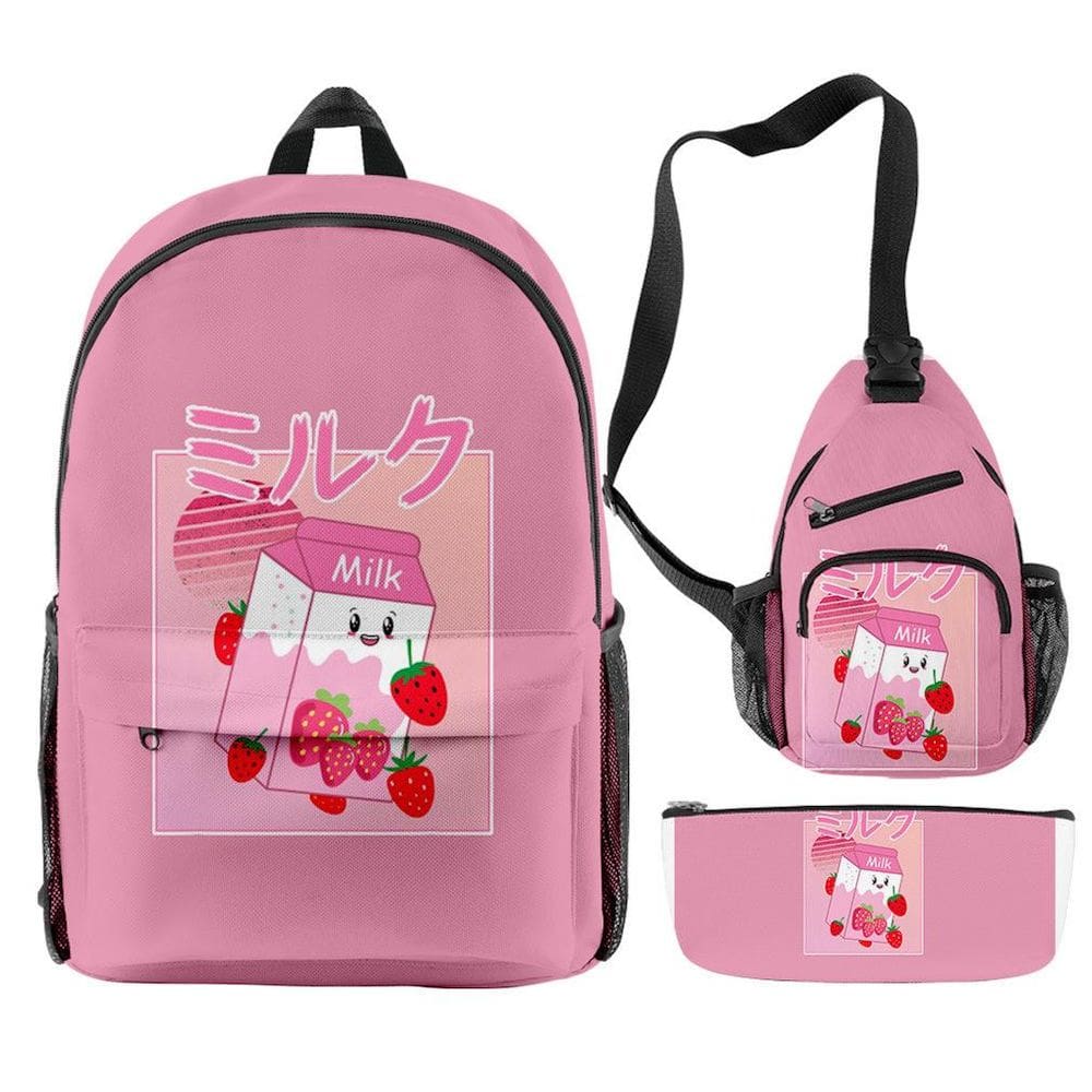 Conjunto de mochilas Georgenotfounds Milk Satchel Anime 3D Print para crianças