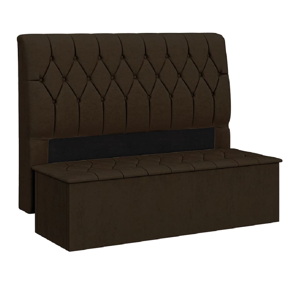 Cabeceira Com Calçadeira Baú Istambul Cama Box Casal Chocolate Dobuê