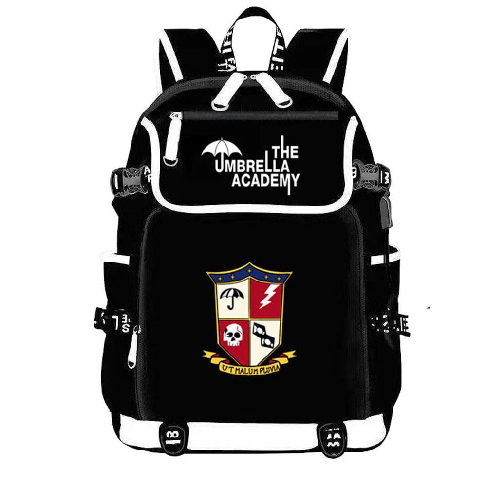 Mochila escolar de anime para crianças com bolso de guarda-chuva