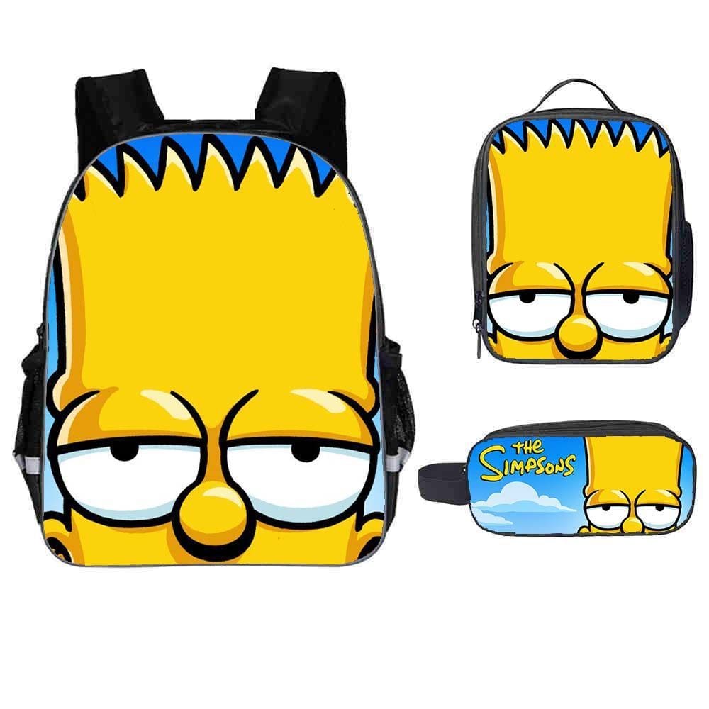 Mochila escolar Simpsons Anime, conjunto de 3 peças para crianças