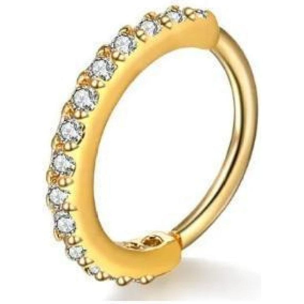 Piercing Cartilagem Nariz Argola Dourado 10Mm Pedra Zirconia