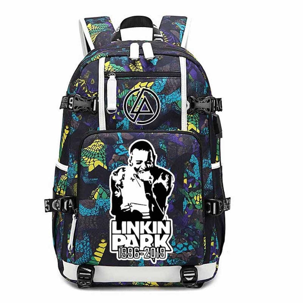 Mochila Linkin Park Cartoon Kids School Oxford 30x15x48cm