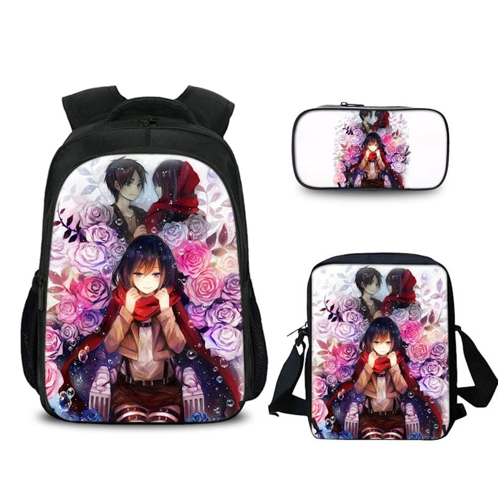 Conjunto de mochilas Attacks Titans Anime 3 peças School for Kids
