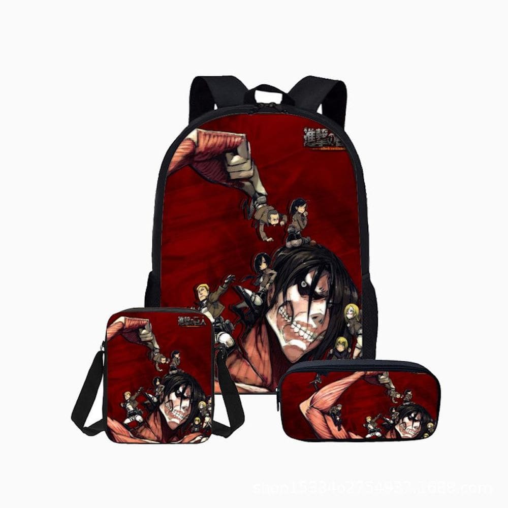 Mochila Attack Titans, 3 unidades/conjunto, impermeável para crianças em idade escolar