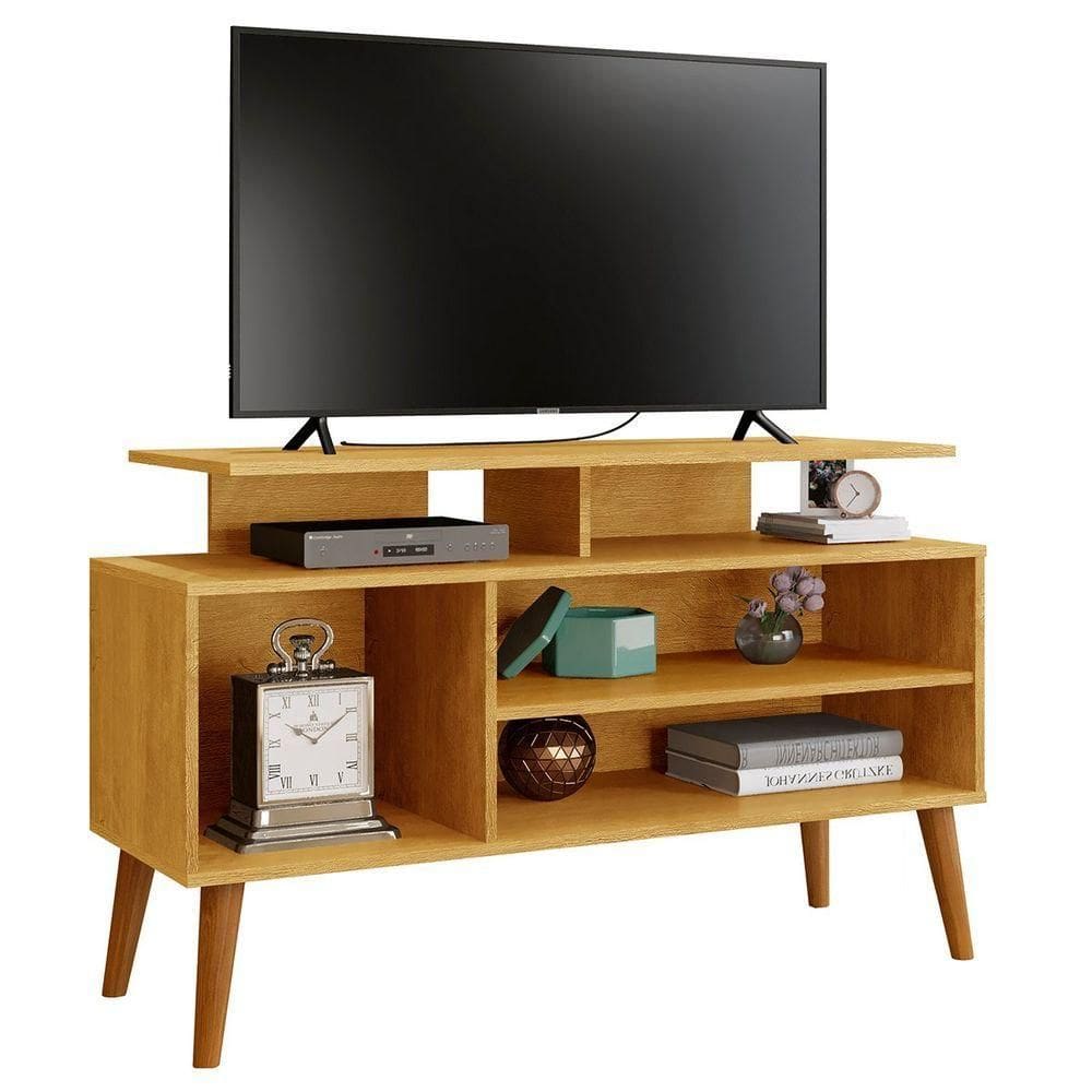 Rack Bancada Para Tv De Até 42 2 Prateleiras Lynne Naturale/off White