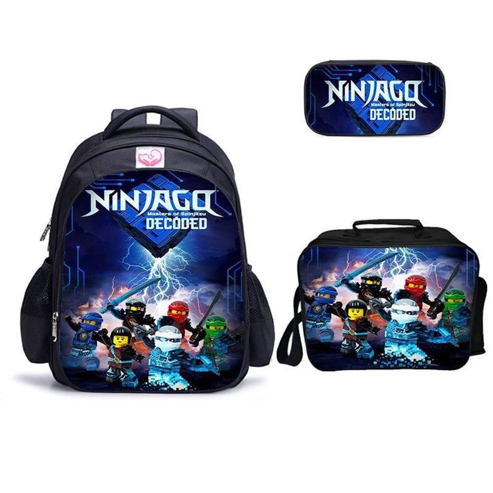 Conjunto de mochilas escolares Ninjas de 3 peças para estudantes