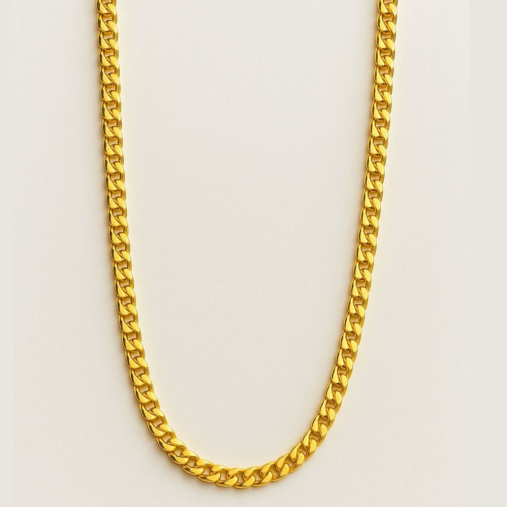 Corrente Masculina Dourada Elo Grumet em Aço Inox 316L