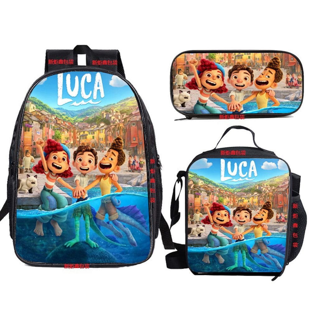 Conjunto de mochilas Lucas Anime, 3 peças para mochila escolar infantil