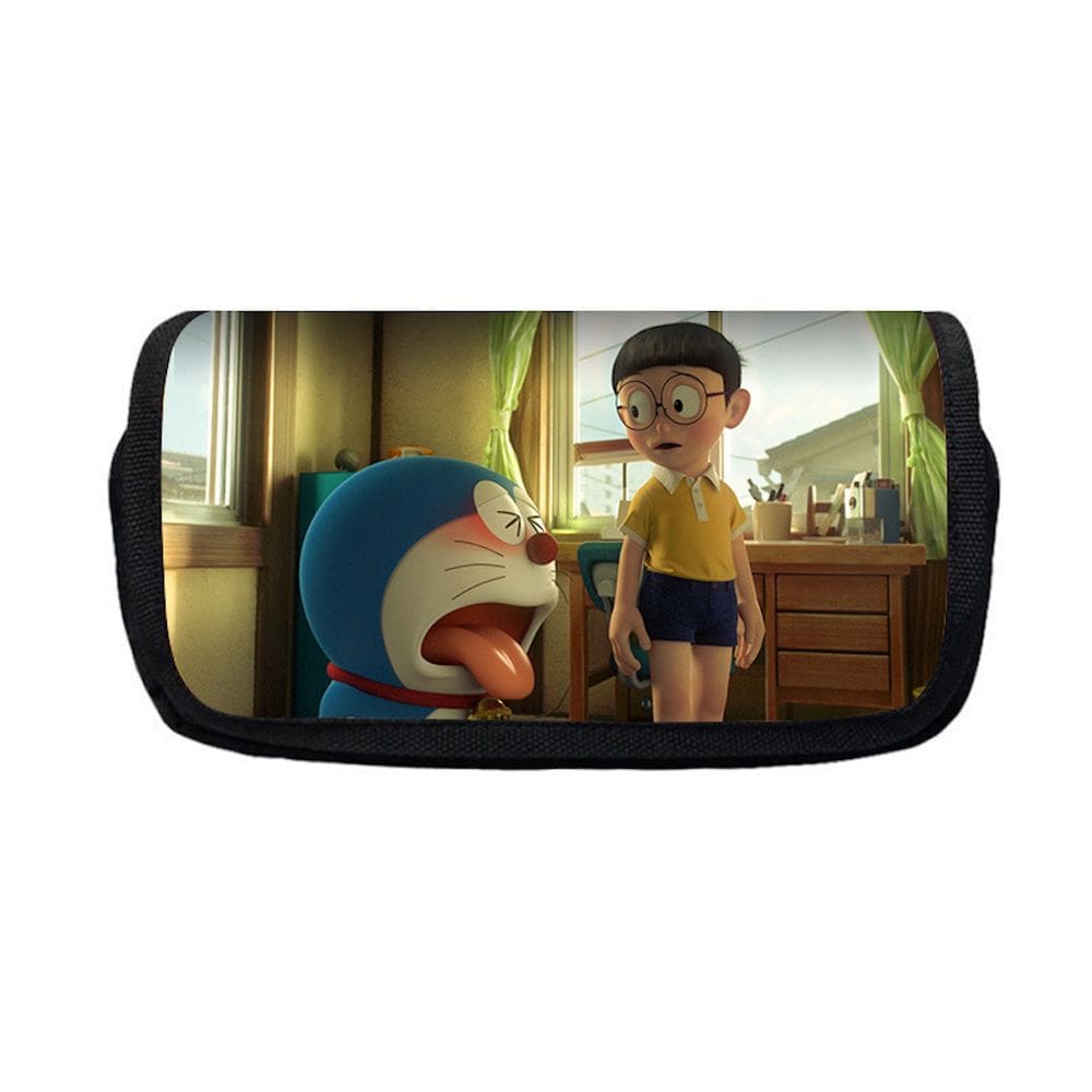 Bolsa de lápis Doraemons Cartoon Anime de poliéster de grande capacidade