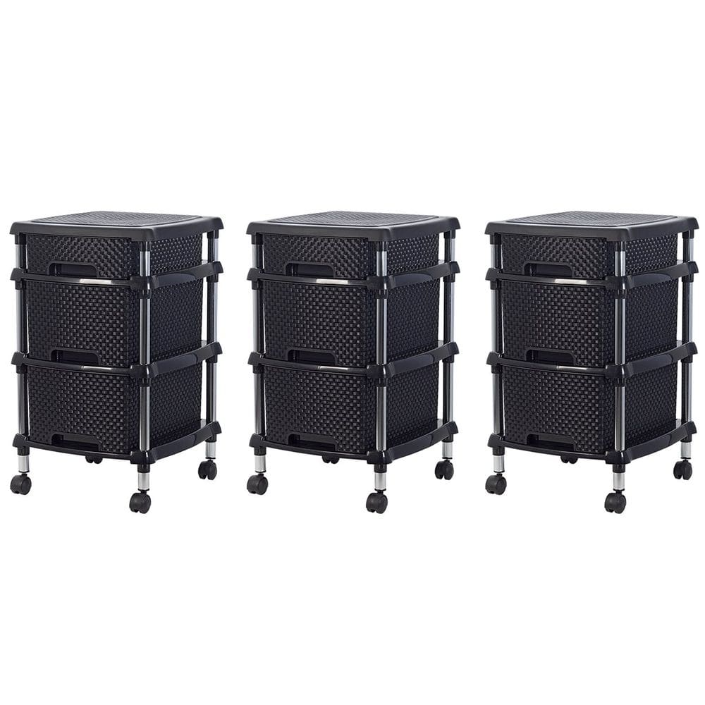 Kit 3 Gaveteiros Organizador 3 Gavetas com Rodízios Nattan