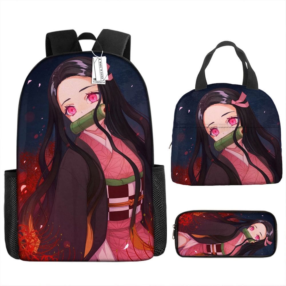 Conjunto de mochilas Demons Slayers Anime, 3 peças para mochila escolar infantil